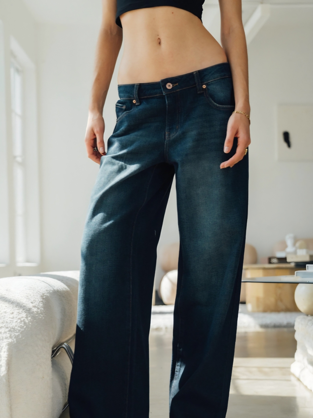 REWASH Dark Blue Low Rise Baggy Jeans Size 13